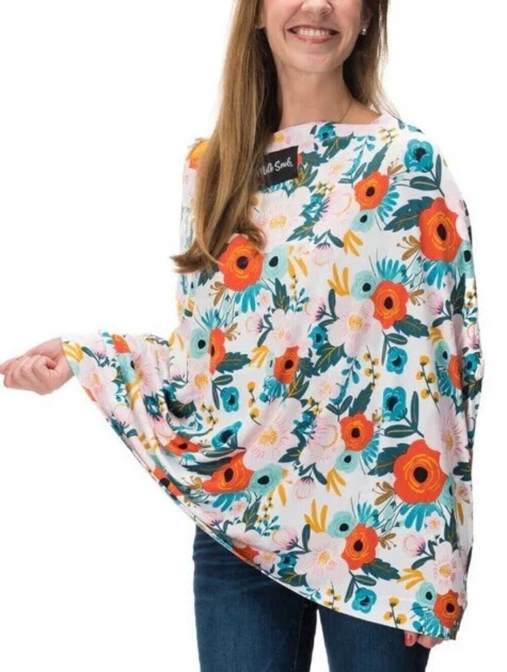 Milk Snob 5-in-1 Cover Vibrant Poppy Floral On White Baby Infant Breastfeeding